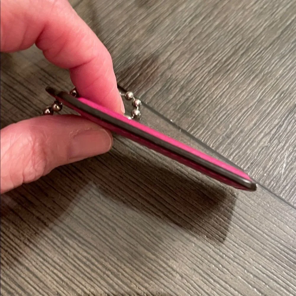 Coach Pink - Fuchsia Large Hangtag Leather Keychain